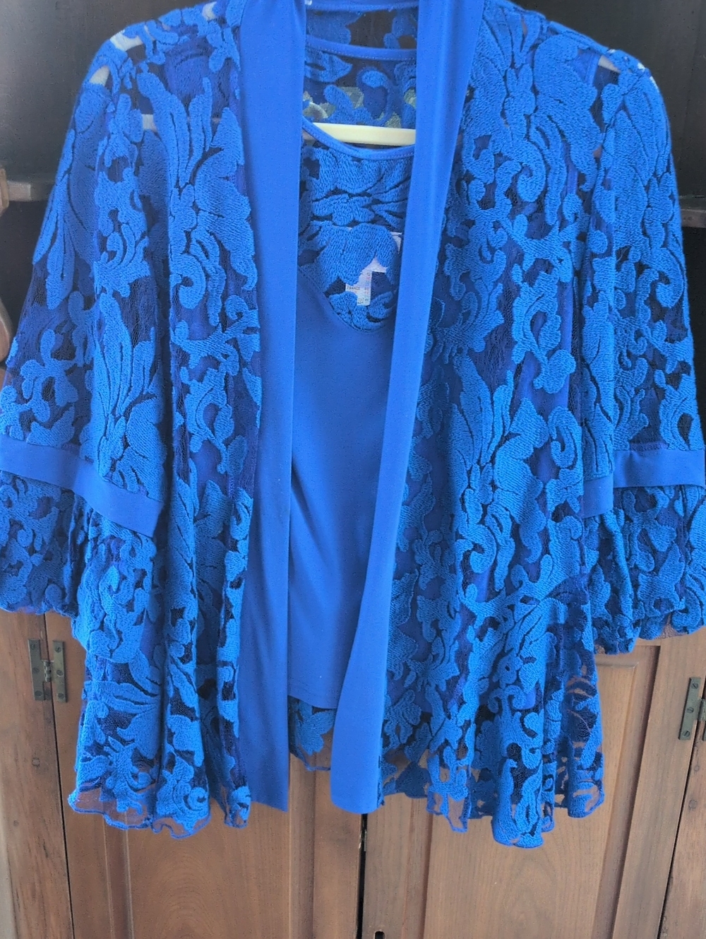 Joseph Ribkoff Royal Blue Lace Open-Front Cardigan with Cami - Size 10